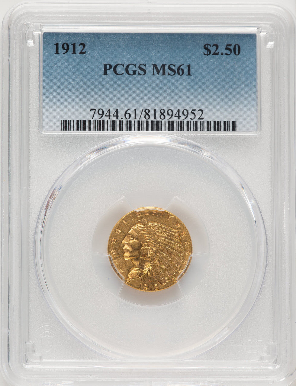 1912 $2.50 Indian Quarter Eagle PCGS MS61