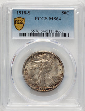 1918-S 50C Walking Liberty Half Dollar PCGS MS64 (772689003)