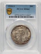 1918-S 50C Walking Liberty Half Dollar PCGS MS64 (772689003)