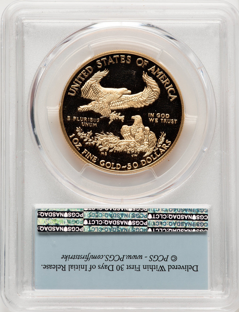 2019-W $50 One-Ounce Gold Eagle First Strike FS Flag PCGS PR70