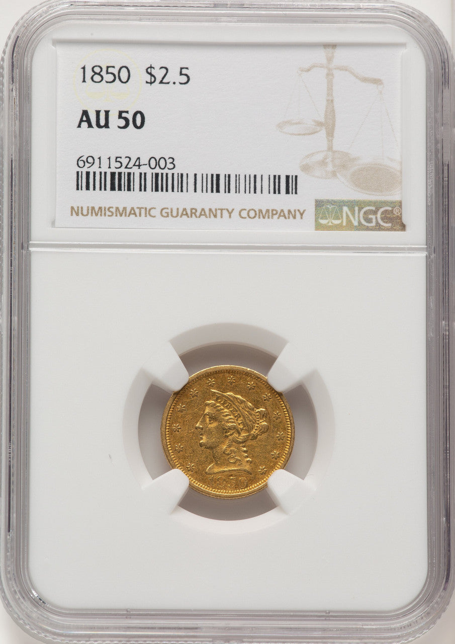 1850 $2.50 Liberty Quarter Eagle NGC AU50 (774686001)