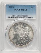 1887/6 Morgan Dollar PCGS MS63