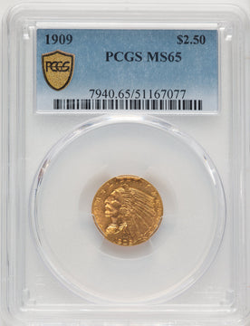 1909 $2.50 Indian Quarter Eagle PCGS MS65 (774875001)