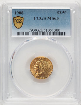 1908 $2.50 Indian Quarter Eagle PCGS MS65 (520443053)