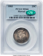 1883 Hawaii Quarter CAC Coins of Hawaii PCGS MS66