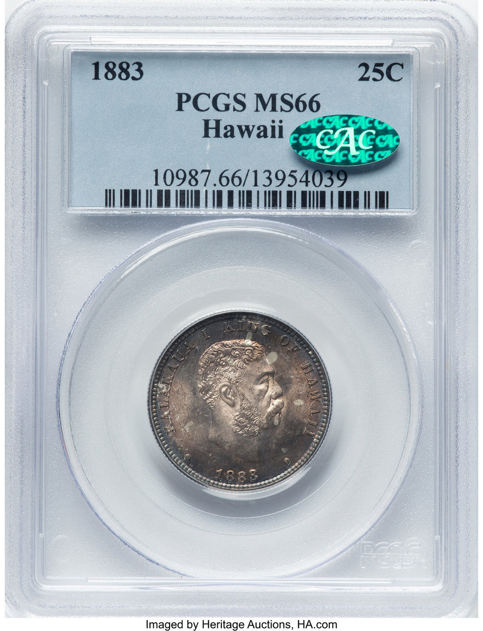1883 Hawaii Quarter CAC Coins of Hawaii PCGS MS66