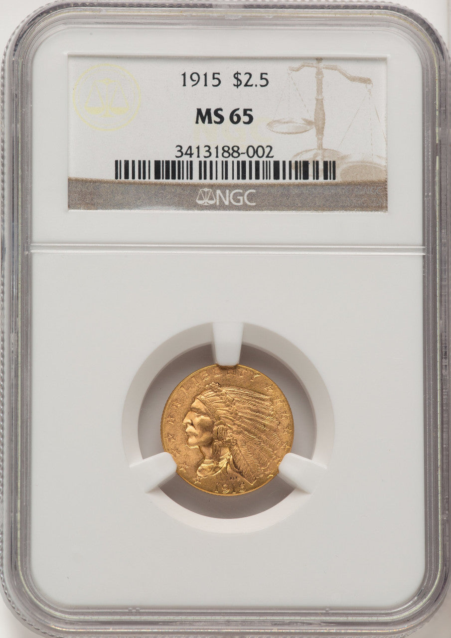 1915 $2.50 Indian Quarter Eagle NGC MS65