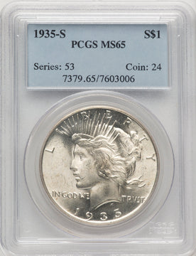 1935-S Peace Dollar PCGS MS65 (774723014)