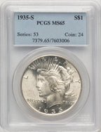 1935-S Peace Dollar PCGS MS65 (774723014)