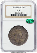 1807 50C Draped Bust O-103a CAC Early Half Dollar NGC VF20
