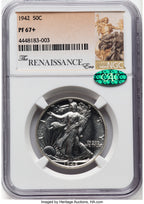 1942 50C CAC Proof Walking Liberty Half Dollar NGC PR67+