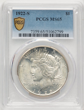 1922-S Peace Dollar PCGS MS65 (774253005)