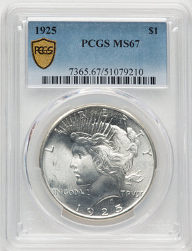 1925 Peace Dollar PCGS MS67 (773693002)