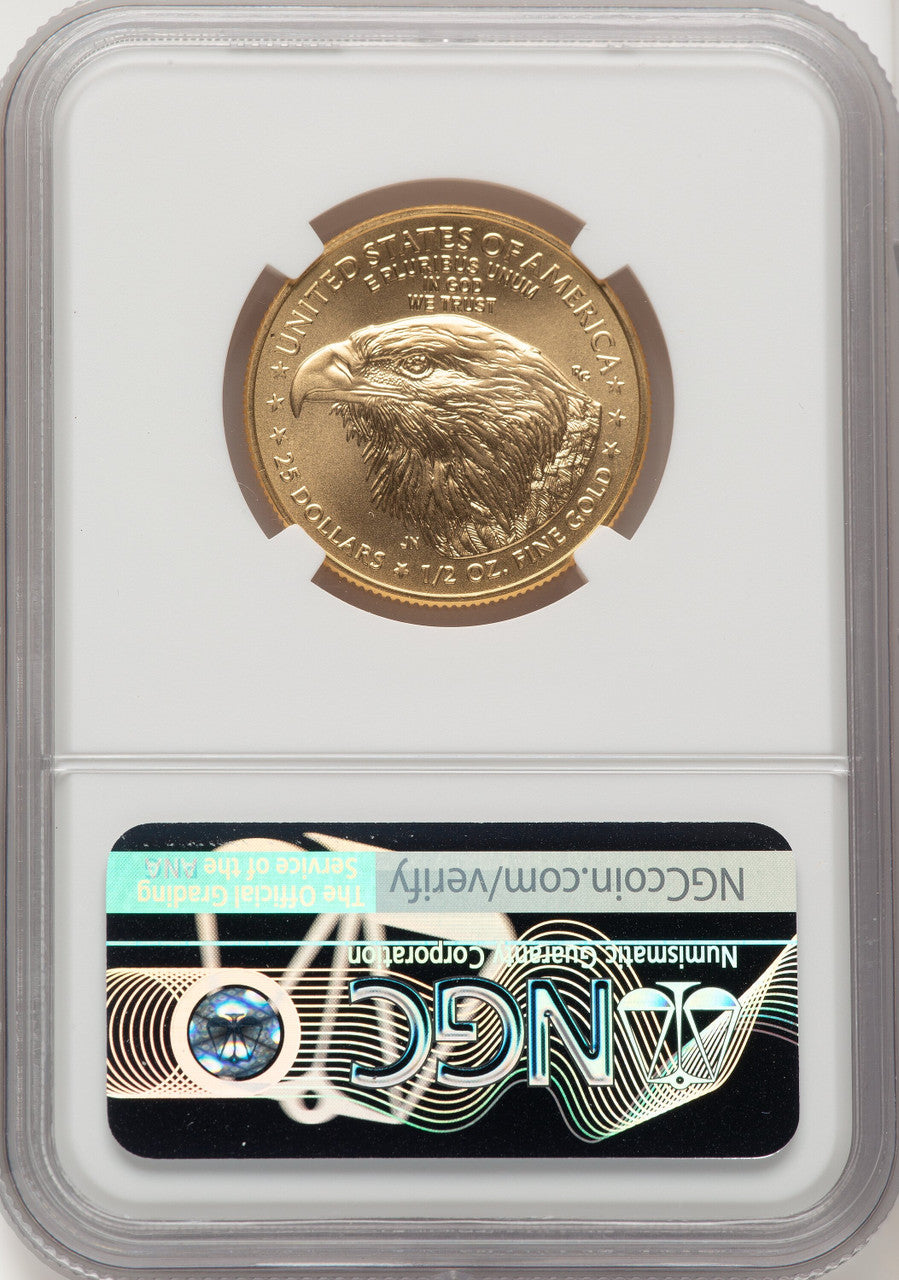2021 1/2 Oz Gold Eagle T-2 First Day of Issue NGC MS70 Castle