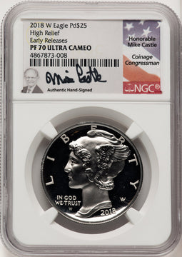 2018-W Palladium Eagle 1 oz ER Mike Castle NGC PF70