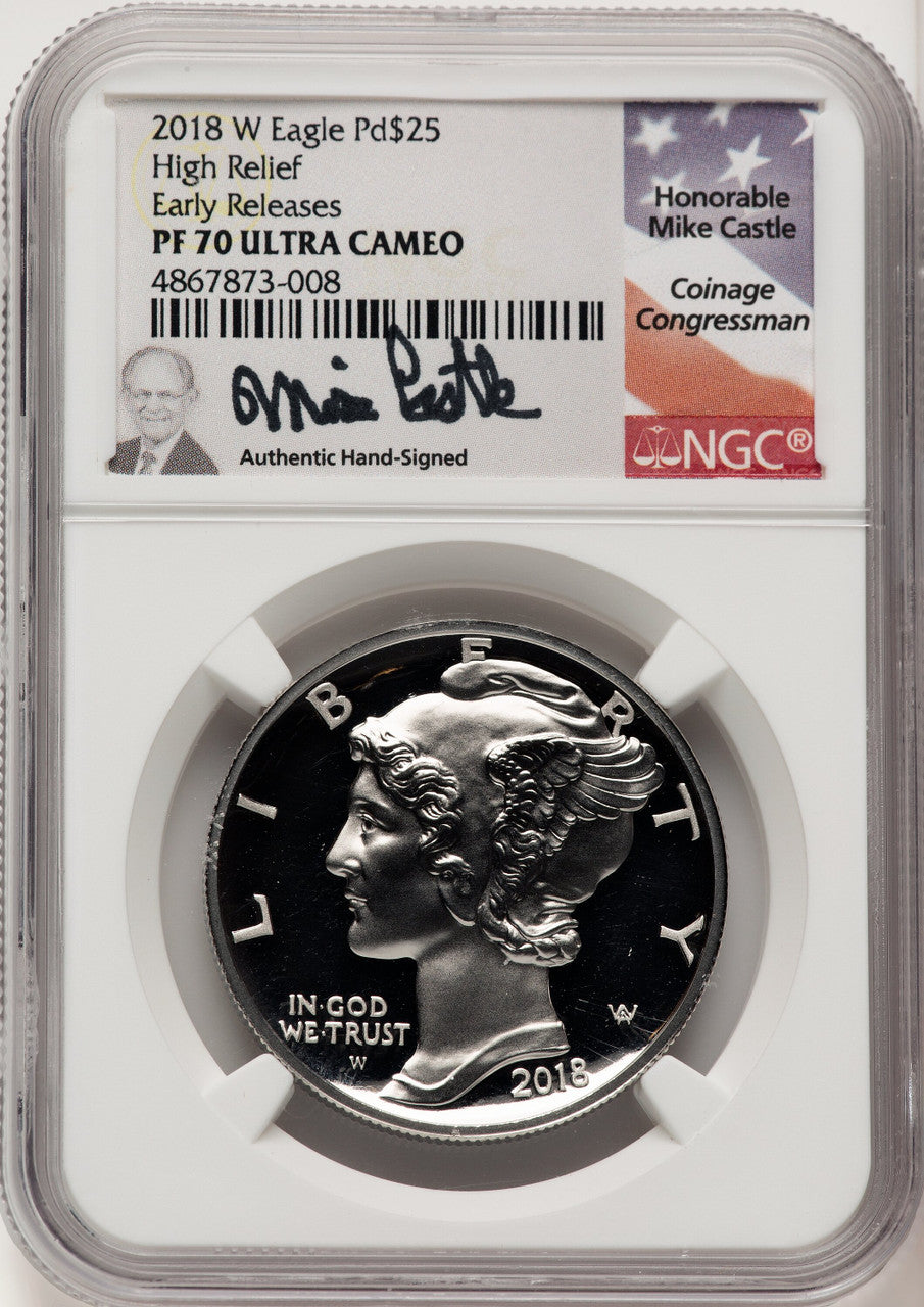 2018-W Palladium Eagle 1 oz ER Mike Castle NGC PF70