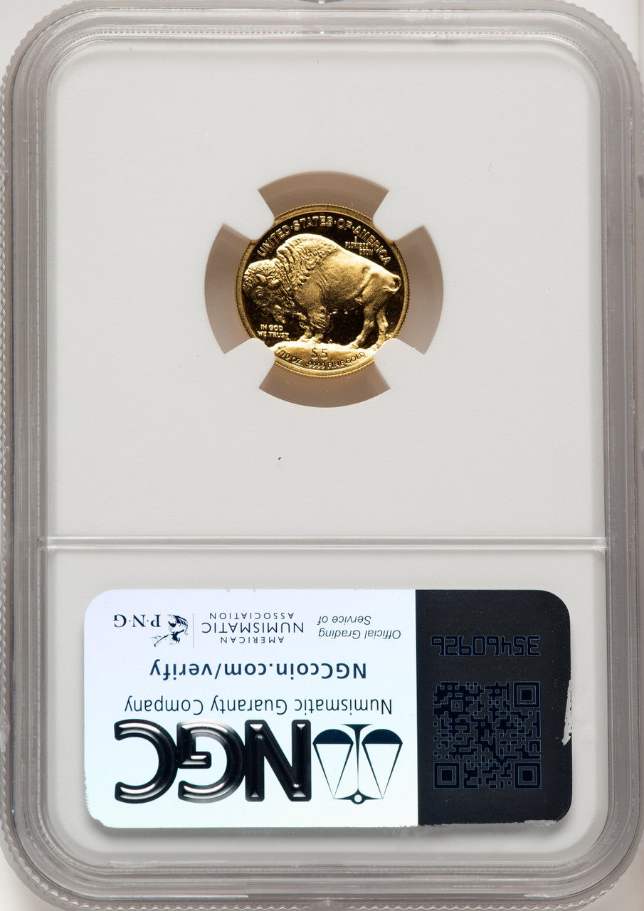 2008-W $5 Tenth-Ounce Gold Buffalo .9999 Fine Gold Brown Label NGC PF70 (774365015)