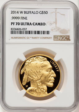 2014-W $50 One-Ounce Gold Buffalo Brown Label NGC PF70 (772222006)