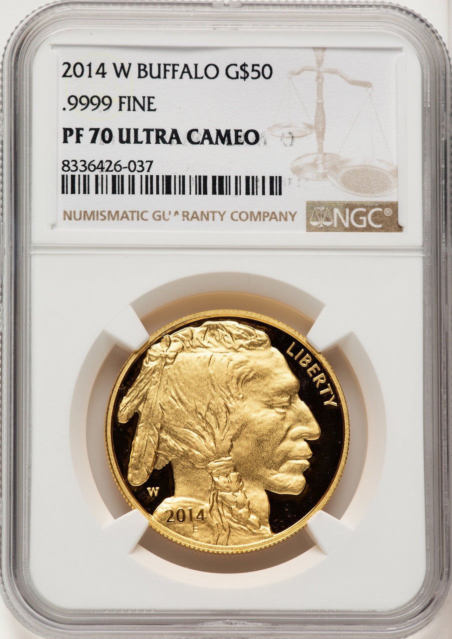 2014-W $50 One-Ounce Gold Buffalo Brown Label NGC PF70 (772222006)