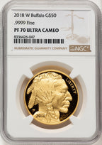2018-W One-Ounce Gold Buffalo NGC PF70