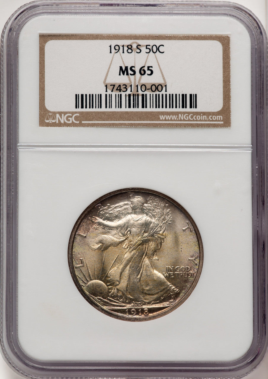 1918-S 50C Walking Liberty Half Dollar NGC MS65 (520492043)