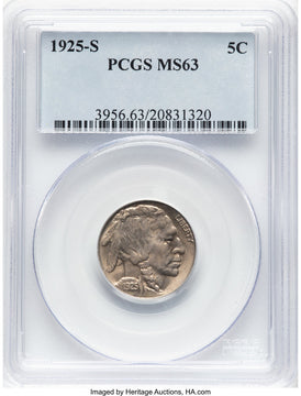 1925-S 5C Buffalo Nickel PCGS MS63