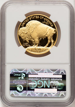 2007-W G$50 One-Ounce Gold Buffalo .9999 Fine Gold Brown Label NGC PF70 (775460001)