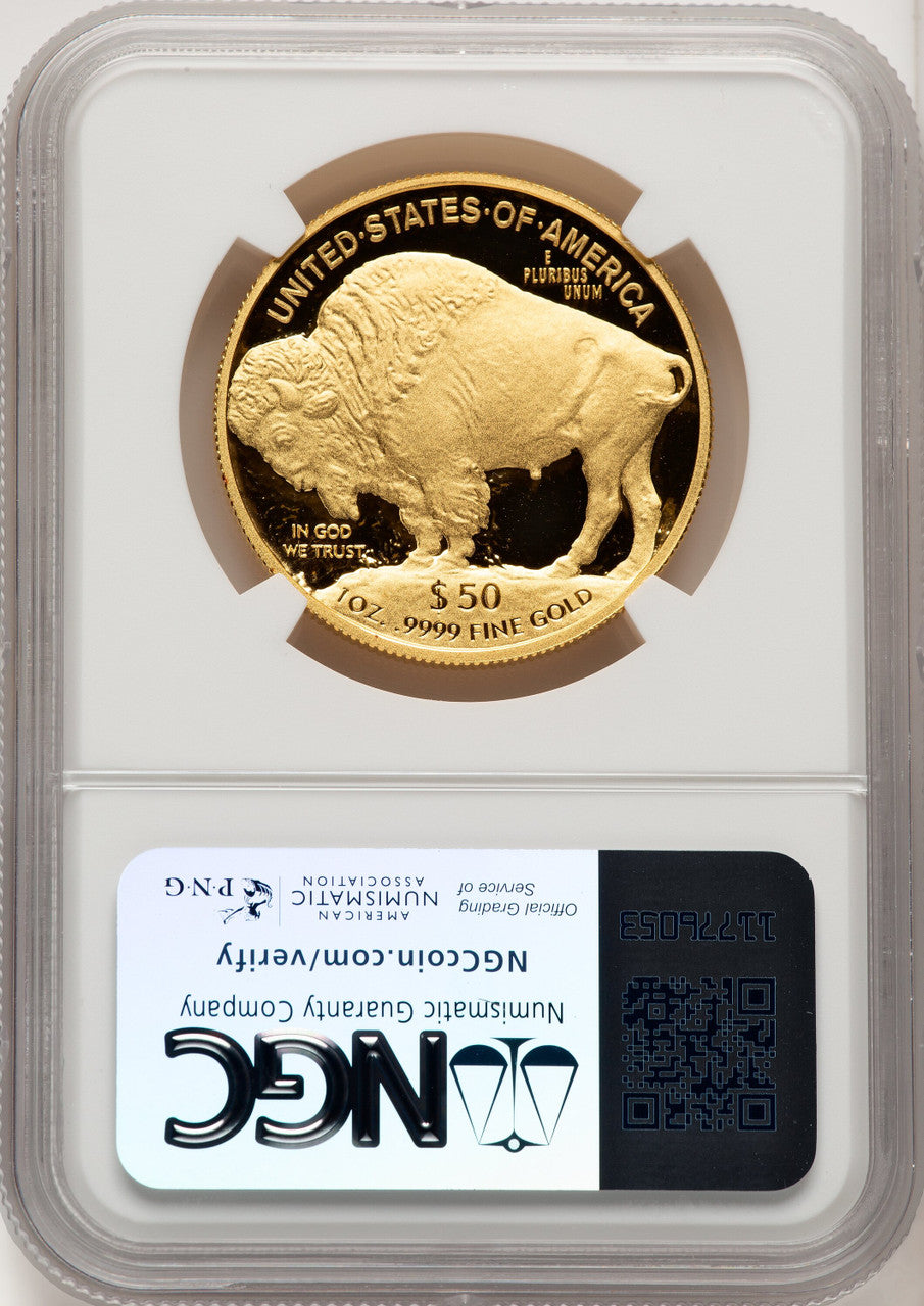 2010-W $50 One-Ounce Gold Buffalo .9999 Fine Gold Brown Label NGC PF70 (774675013)