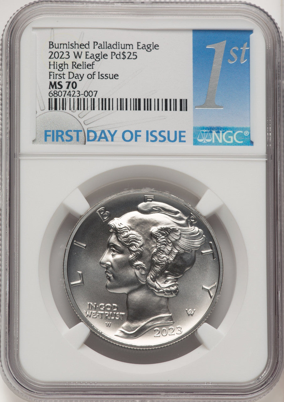 2023-W Palladium Eagle 1 oz Burnished FDI 1ST NGC MS70