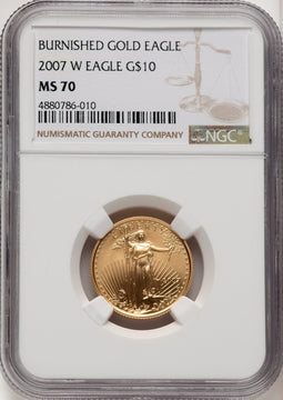 2007-W $10 Quarter-Ounce Gold Eagle Brown Label NGC MS70