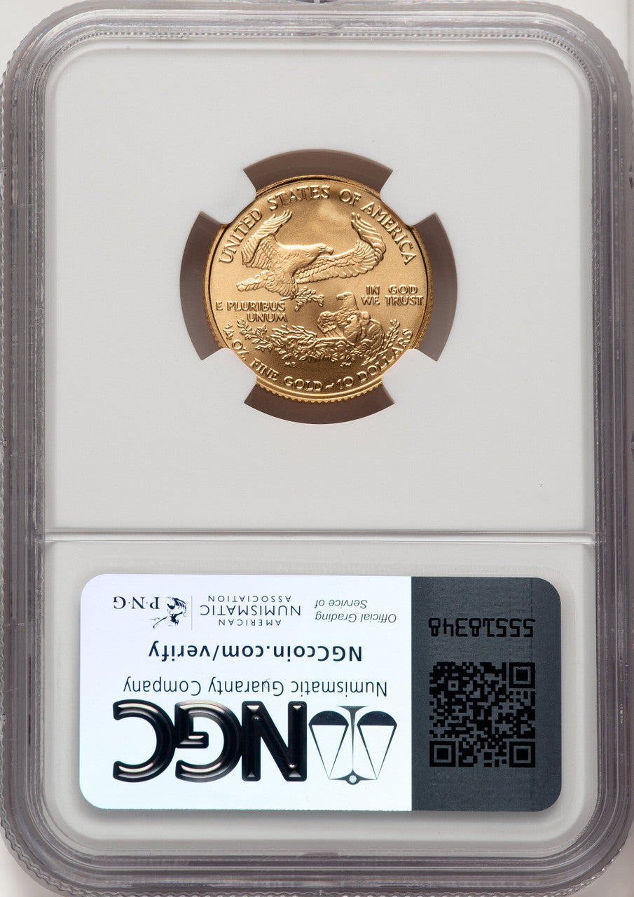 2007-W $10 Quarter-Ounce Gold Eagle Brown Label NGC MS70