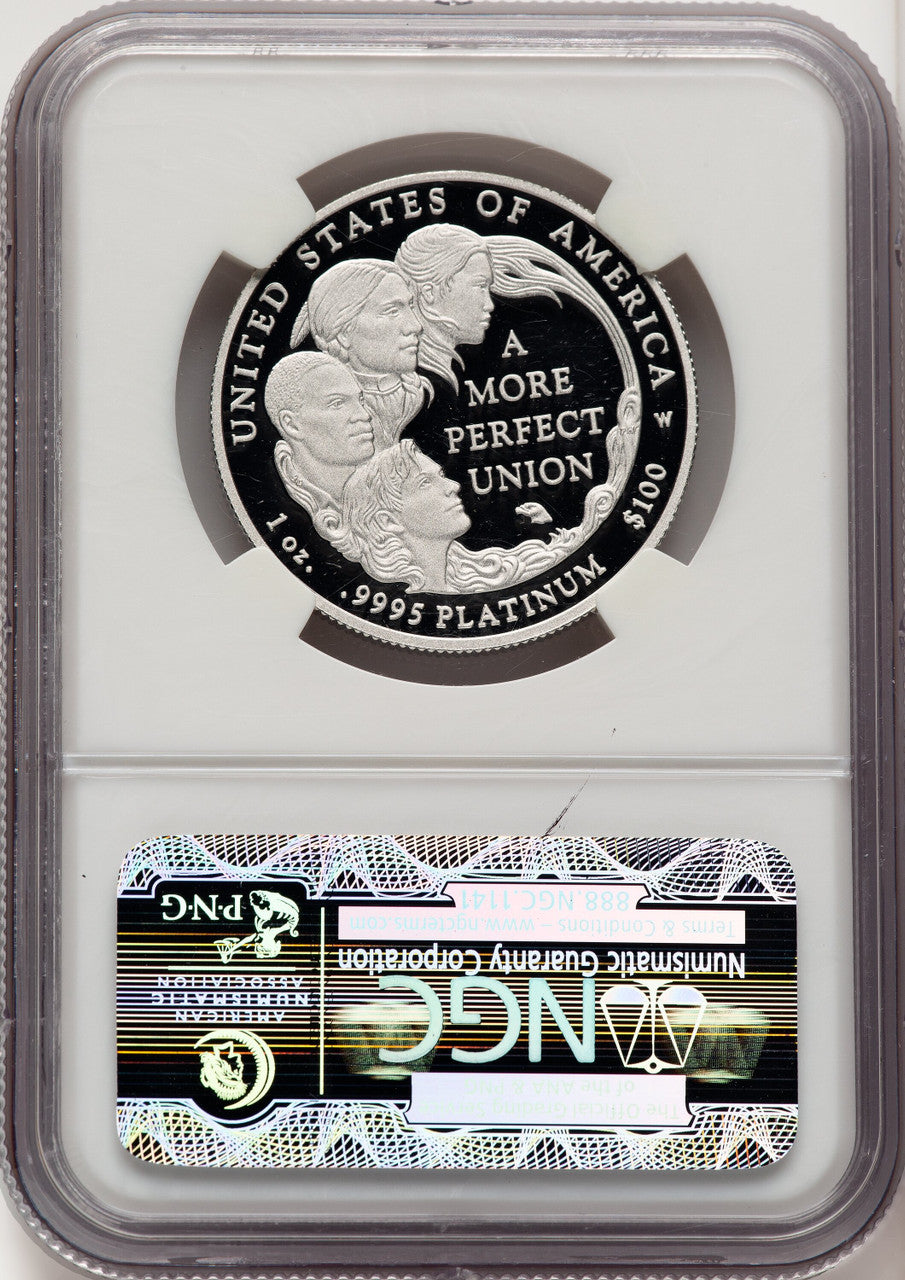 2009-W $100 One-Ounce Platinum Eagle ER Blue NGC PF70