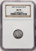 2007-W $10 Tenth-Ounce Platinum Eagle Burnished Brown Label NGC MS70