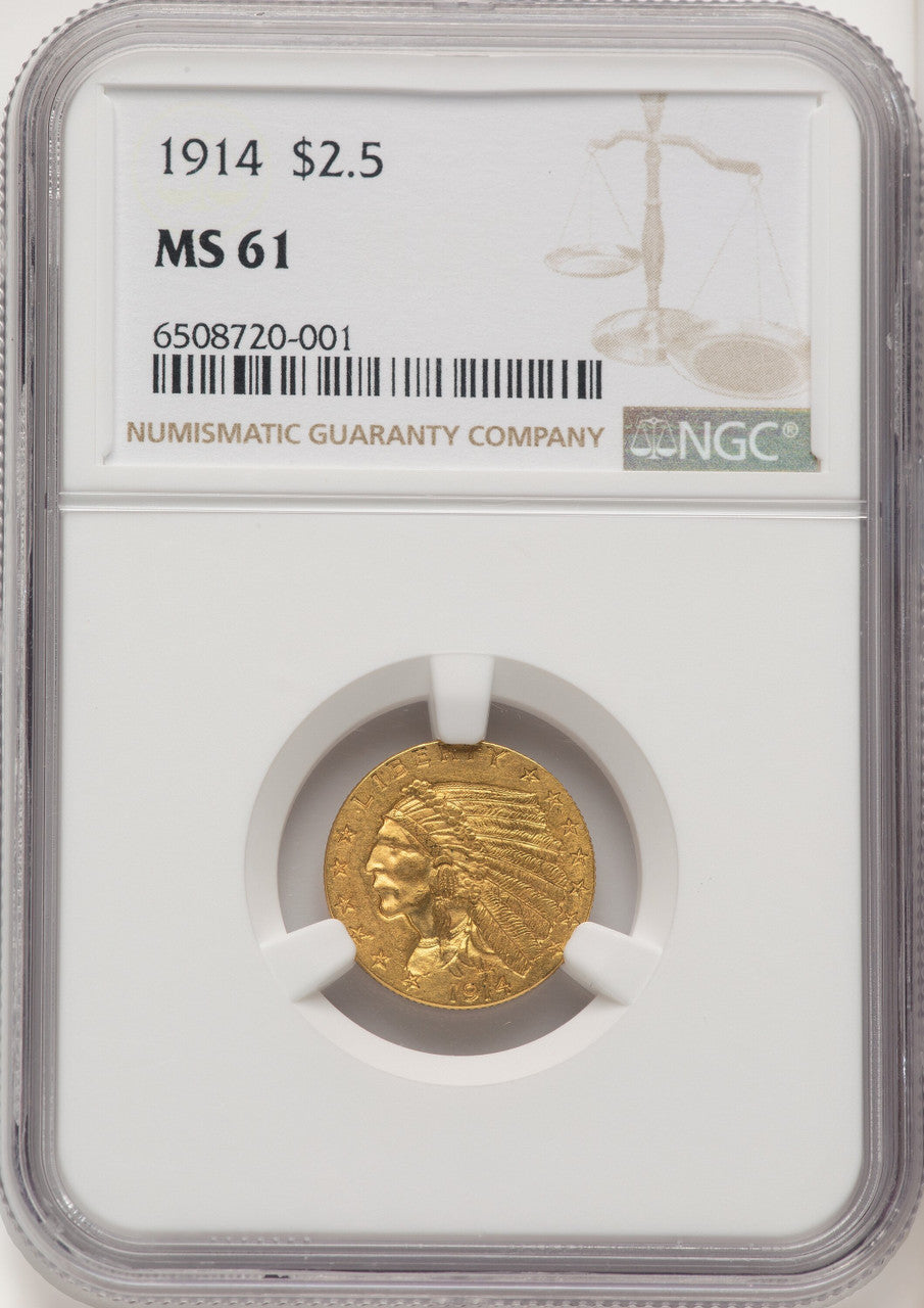 1914 $2.50 Indian Quarter Eagle NGC MS61 (507107010)
