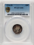 1916-D 10C Mercury Dime PCGS G4 (774821002)