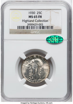 1930 25C FH CAC Standing Liberty Quarter NGC MS65