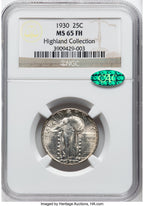 1930 25C FH CAC Standing Liberty Quarter NGC MS65