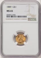 1889 G$1 Gold Dollar NGC MS65