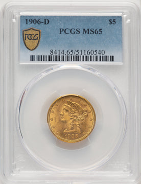 1906-D $5 Liberty Half Eagle PCGS MS65 (774687021)