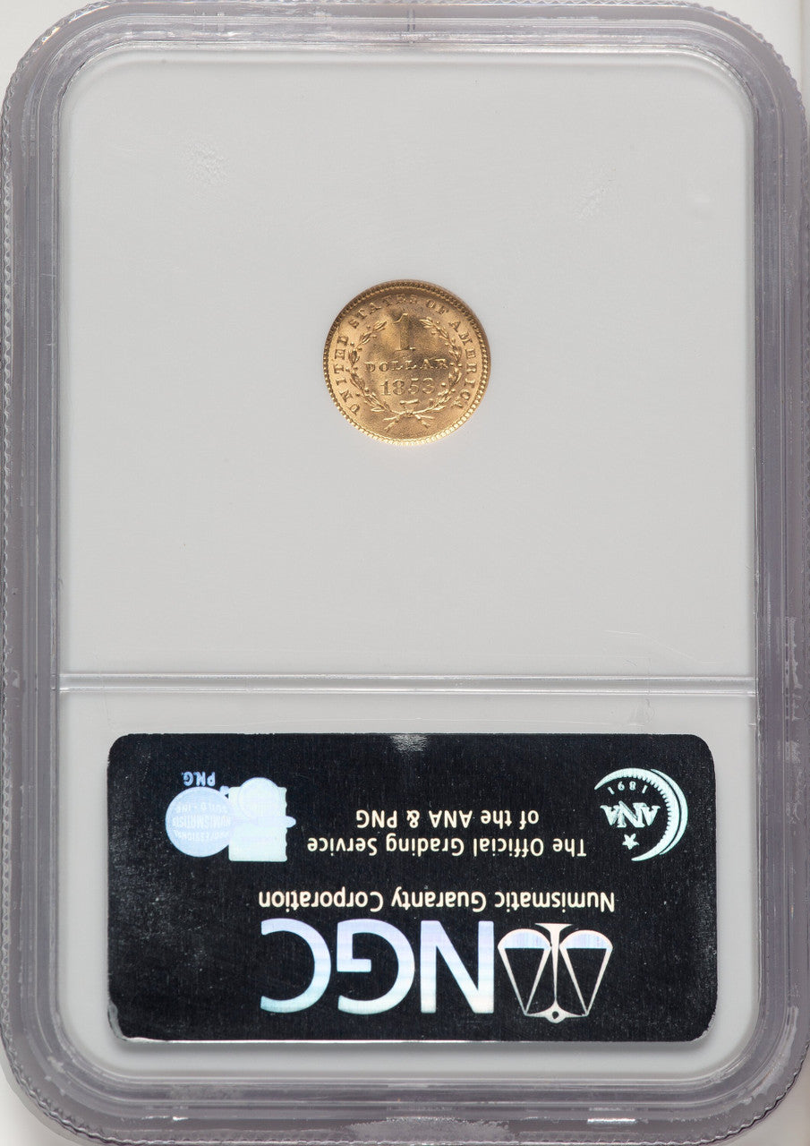 1853 G$1 Gold Dollar NGC MS65 (774093001)