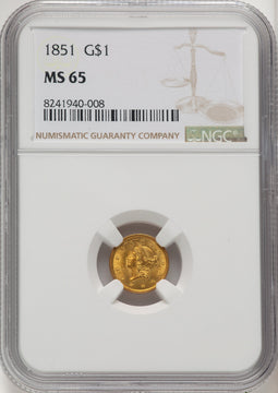 1851 G$1 Gold Dollar NGC MS65 (774687001)