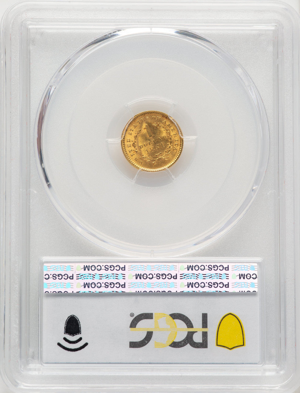 1851 G$1 Blue Gradient Gold Dollar PCGS MS65