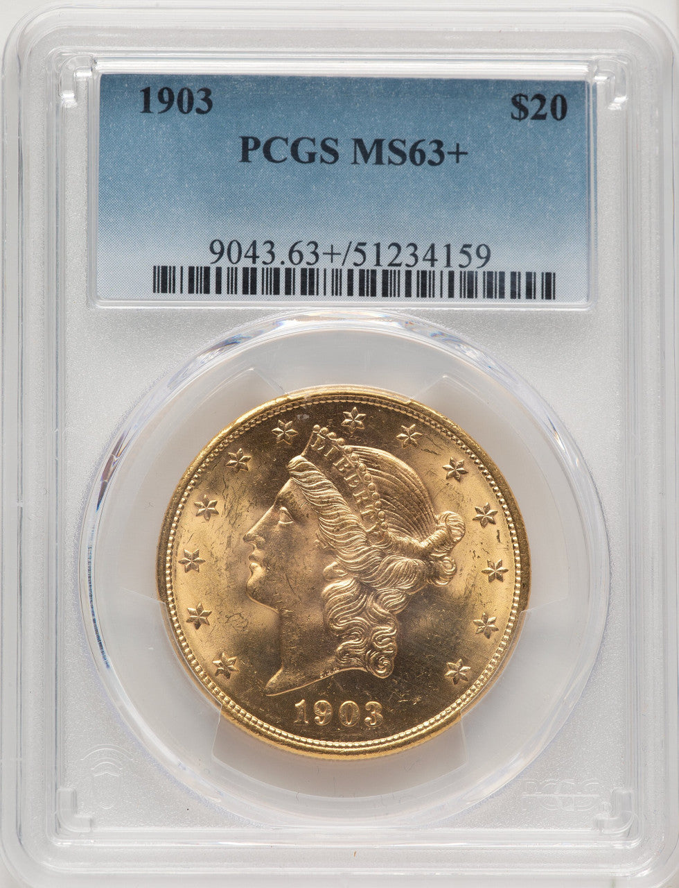 1903 $20 Liberty Double Eagle PCGS MS63+ (775290024)