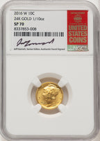 2016-W 10C Mercury Dime 100th Anniversary Gold Centennial Jeff Garrett Red Book Modern Commemoratives NGC MS70