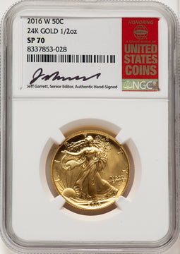 2016-W 50C Walking Liberty 100th Anniversary Gold Centennial Jeff Garrett Red Book NGC MS70