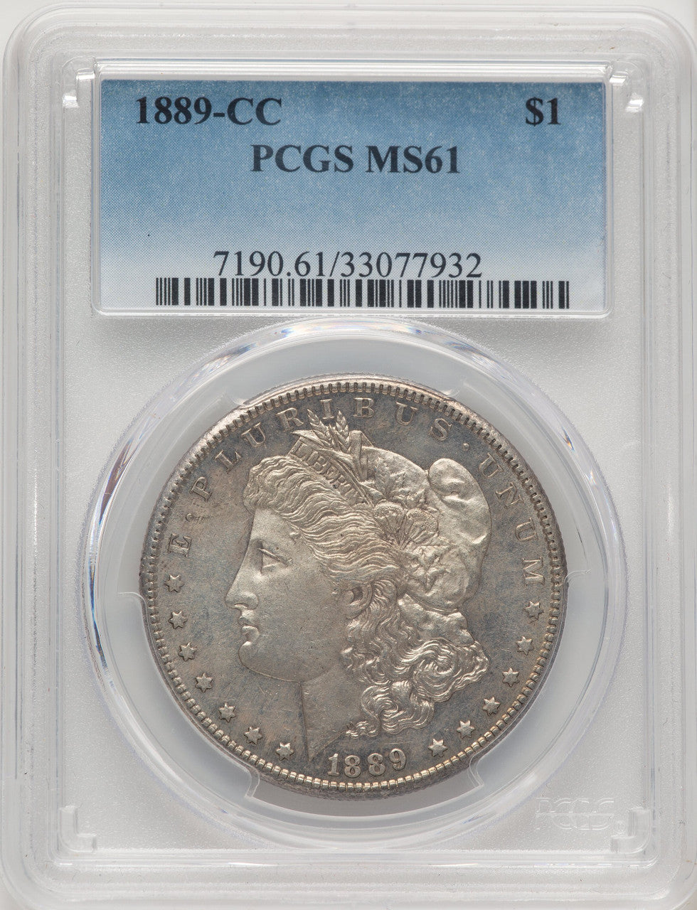 1889-CC Blue Gradient Morgan Dollar PCGS MS61