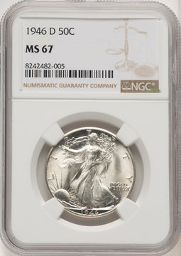 1946-D 50C Walking Liberty Half Dollar NGC MS67 (774819002)