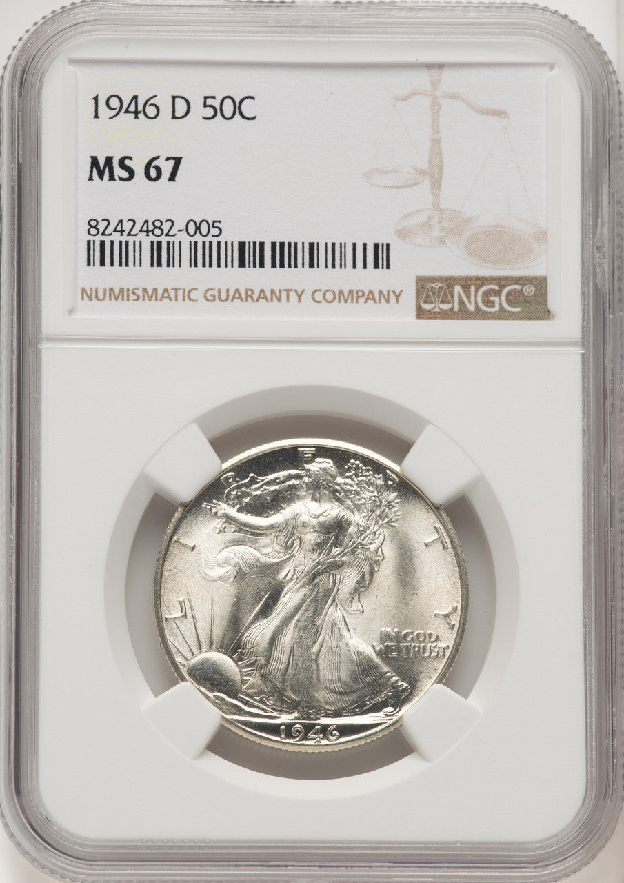 1946-D 50C Walking Liberty Half Dollar NGC MS67 (774819002)