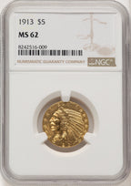 1913 $5 Indian Half Eagle NGC MS62 (775274010)