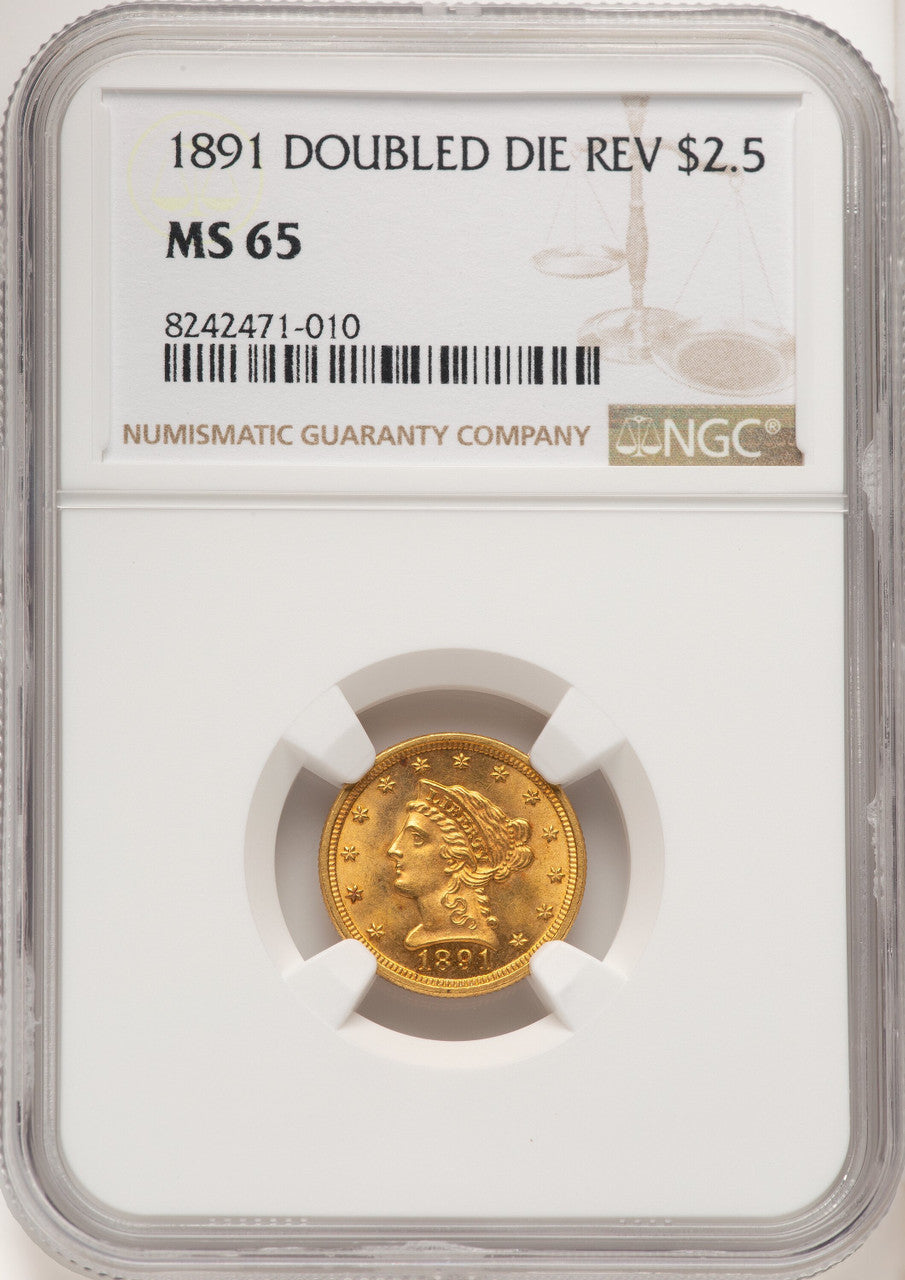1891 $2.50 FS-801 Liberty Quarter Eagle NGC MS65